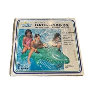 Vintage Intex Gator Ride-On Pool Float The Wet Set 58562 Green Alligator 84x53